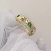 Bague personnalisée en pierre de couleur zircon argent s925 plaqué or K