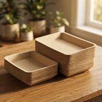 Conteneur alimentaire en papier rectangulaire pliable, écologique, à bas prix, pour la vente en gros, compostable, biodégradable, naturel, pour salades
