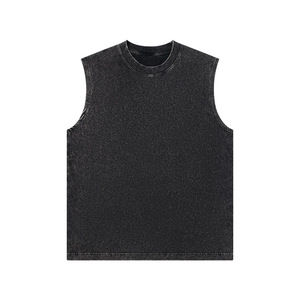 Quá Khổ Mens nặng bông tập thể dục phòng tập thể dục Tank <span class=keywords><strong>Top</strong></span> không tay cắt cơ bắp Áo sơ mi axit rửa Áo phông biểu tượng tùy chỉnh lỏng phù hợp với Tees - Product Image 6