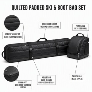 Sac de ski matelassé personnalisé avec logo, ensemble de sacs à bottes de 200 cm, fond en bâche imperméable, fabrication OEM ODM directe d'usine, bagages de voyage pour le ski - Product Image 3