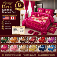 En stock : Ensemble de literie 12 pièces King Size en Raschel avec rideaux – Doux, chaud et idéal pour l'hiver