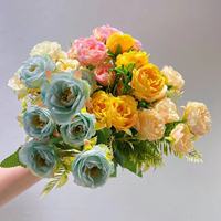 Künstliche Pfingstrose Bouquet Seide Rose Blumen Bündel für Hochzeits dekoration Blume Mittelstücke