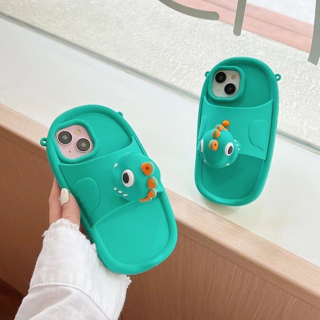 New Dinosaur Pattern for Iphone 12 15 Pro Max Mobile Cell Phone Cover Regular Cartoon Cute Soft 3d Silicone Slipper Phone Case