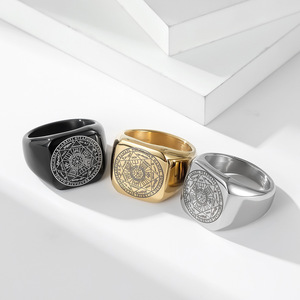 Cross-Border Salomon <span class=keywords><strong>Kabala</strong></span> Seal Anillo de acero de titanio Anillo de estilo europeo y americano Joyería de mano al por mayor - Product Image 4