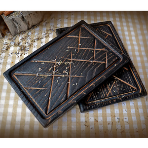 Plateau en bois de chêne clair, épais et solide, fait à la main, un design Unique, pour les steaks - Product Image 5