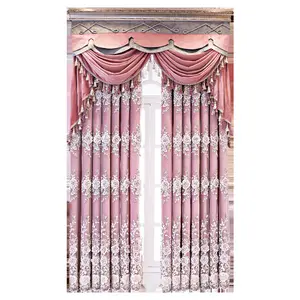 Cross-border manufacturers direct European double flannelette relief embroidered house curtain for the living room