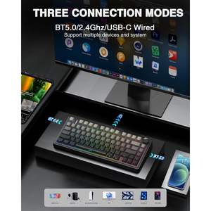 Teclado Mecánico Inalámbrico AULA F75 Pro 75% con Interruptores Intercambiables en Caliente, Retroiluminación RGB, Programable para Juegos, con Perilla y Pre-Lubricado - Product Image 6