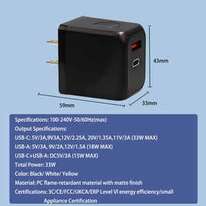 Gan 33W PD QC3.0 sạc nhanh với USB-A kép & cổng USB-C nhỏ gọn và tốc độ cao sạc cho điện thoại, máy tính bảng, máy tính xách tay - Product Image 4