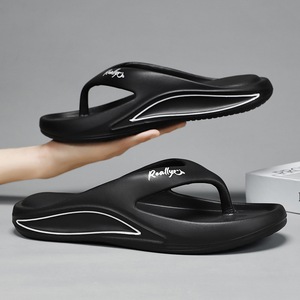Vente chaude qualité hommes tongs sandales d'été semelle épaisse Durable soutien de la voûte plantaire confortable tongs en plein air plage hommes diapositives - Product Image 2
