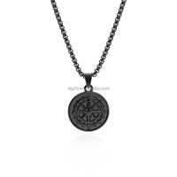 Collier pendentif boussole pirate rétro pour homme, en acier inoxydable, collier de voyage pour marin, argent, or, noir, pour jeune garçon, adulte, cadeau pour fils