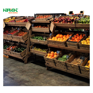 Étagère de présentation robuste double face <span class=keywords><strong>en</strong></span> <span class=keywords><strong>bois</strong></span>, nouveau design, multi-niveaux, pour fruits et légumes, <span class=keywords><strong>avec</strong></span> caisses et étagères - Product Image 4