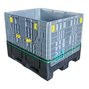 פלסטיק אחסון 2 Drop דלתות בתפזורת מתקפל פחי מתקפל פלדה תעשייתי גדול מיכל - Product Image 1