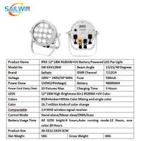 Projecteur LED PAR extérieur étanche Sailwin Factory 12x18W RGBAW+UV avec batterie et WIFI, et flight case de chargement pour événements