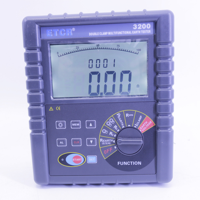ETCR3200 Double Clamp Multifunction Grounding Resistance Meter Soil Resistivity Tester