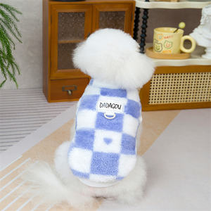 JXANRY 24 Automne Et Hiver Nouveau Chien Peut Tirer Trois Couleurs Vérifier Deux Jambes Cachemire Manteau Teddy Que Ours Chat Vêtements Pour Animaux De Compagnie En Stock - Product Image 3