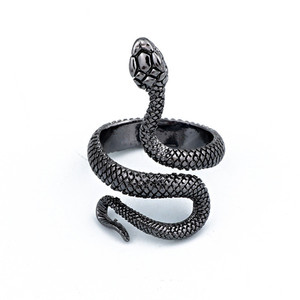 Anillos abiertos de <span class=keywords><strong>serpiente</strong></span> Vintage chapados en oro de nuevo diseño, anillos de dedo <span class=keywords><strong>Mamba</strong></span> negros Punk ajustables - Product Image 6