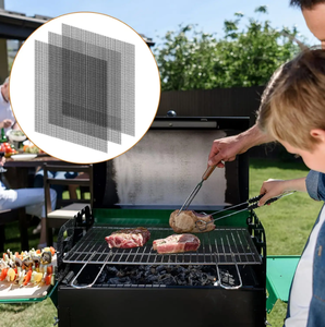 Tapis de barbecue noir antiadhésif accessoire en acier inoxydable réutilisable résistant à la chaleur pour griller l'emballage de vente par correspondance - Product Image 4