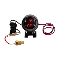 Harga Pabrik RED Round LED Digital Car Truck Water Temp Gauge 2 in 1 Pengukur Suhu Air dan Tegangan untuk Kendaraan 12V24V Truk