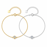 Pulsera de Burbujas SPJ, Plata de Ley S925, Chapada en Oro de 14K, Minimalista con Circonitas, Hipoalergénica para Mujer