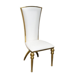 Sedia da Pranzo Moderna in Acciaio Inox Dorato, <span class=keywords><strong>Trono</strong></span> Reale in Metallo Resistente per Esterni, Hotel, Matrimoni, Ristoranti, Feste ed Eventi - Product Image 2