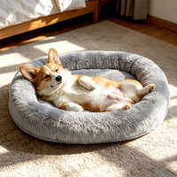Lit pour chien YangyangPet en mousse à mémoire de forme, beige clair, ovale, luxueux, apaisant, orthopédique