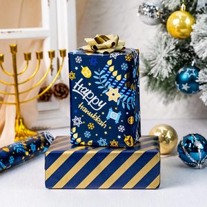 Burymento Hanukkah Wrapping Paper 17 In X 32.8 Ft Metallic Blue Gift <b>Wrap</b> For Chanukah Holiday Celebrations - Product Image 6