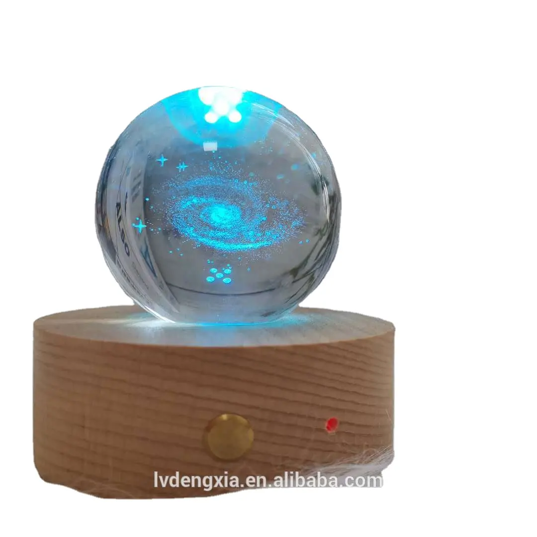 newest RGB 3D effect Crystal Decoration Ball night light Transparent 3D Inside carving remote control Glass Ball led night lamp