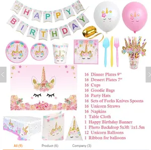 Forniture per feste di unicorno il Set di stoviglie serve 16,114 pezzi perfetto per il compleanno delle ragazze e il primo compleanno