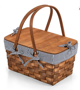 जेवाई विकर स्टोरेज कूलर बैग कंबल उपहार यात्रा ढक्कन के साथ फोल्डिंग पिकनिक बास्केट को व्यवस्थित करने वाला आउटडोर विकर पिकनिक बास्केट - Product Image 1