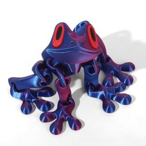 Figurine d'action 3D imprimée en PLA, grenouille colorée, flexible, en cristal, respectueuse des enfants, jouet grenouille magnétique avec autocollants - Product Image 2