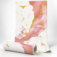 Papier peint auto-adhésif en marbre blanc rose doré avec surface en PET nettoyable pour les murs décoratifs intérieurs