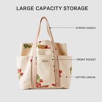 Sac fourre-tout en toile imprimé sur mesure, grande capacité, multi-poches, sac de plage, motif fruits, OEM ODM