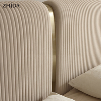Ensemble de chambre à coucher avec lit king-size de style moderne personnalisé, cadre de lit en tissu velours doux, meubles de chambre en bois fabriqués par des fabricants