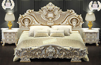 Cama Tapizada de Madera de Teca Moderna Romántica en Color Blanco Marfil, Tamaño Completo, 4 Cajones, Altura Ajustable, Plegable, Muy Popular