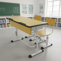 Meubles d'école au design moderne, ensembles de tables et chaises doubles pour étudiants, réglables, en bois, 2 places, bureau et chaises pour enfants