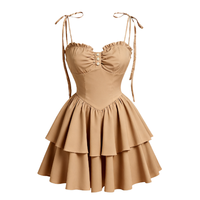 Robe d'été OEM unie, nouvelle collection, 100 % polyester, design décontracté, robe élégante sans manches, mini-robe pour femmes, tissage personnalisé