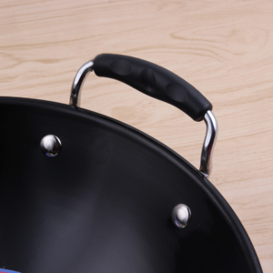 <span class=keywords><strong>Wok</strong></span> noir émaillé de <span class=keywords><strong>31</strong></span>/34/37/40/43/46/49 cm pour le marché d'Asie du Sud-Est, poêle à frire émaillée avec doubles poignées - Product Image 6