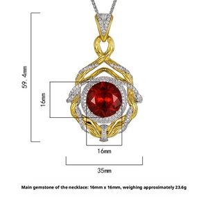 Elegant 16mm Imitation Gemstone Eco-friendly Copper Gold Plated Hollow Out Design Jewelry Dainty Beautiful Necklace for Girls - Product Image 6