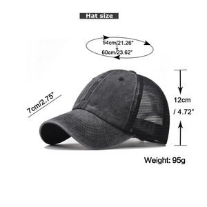 Casquette de baseball unisexe en coton délavé, couleur unie <span class=keywords><strong>vintage</strong></span>, réglable, décontractée, avec filet, pour hommes et femmes, idéale pour l'été et le streetwear en extérieur - Product Image 2