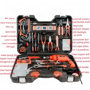 Super power deluxe box 120 in 1 without lithium battery impact drill electrical herramienta power tool for woodworking