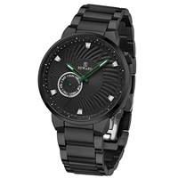 Montre à quartz pour homme avec fenêtre de date, cadran bleu brossé vertical, boîtier coussin multiface et bracelet en acier