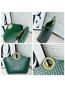 Kadın moda boy dokuma el el çantası yuvarlak kolu ve uzun çıkarılabilir kayış bayanlar 2 parça Set çanta ile Guangzhou - Product Image 4