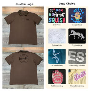 Jersey de algodón de Color sólido para hombre de alta calidad bordado de marca personalizada ropa de negocios Formal suave transpirable para camisetas de cuello - Product Image 2