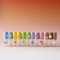 Tabung Lip Gloss Kosong Wadah Lipgloss DIY Bunga Pita Lucu Botol Minyak Bibir Bening Isi Ulang Kemasan Kosmetik