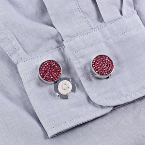Starry sky full pink zircone silver BUTTON Cap Tuxedo Formal Shirt BUTTON COVER 17.5MM one pair - Product Image 6