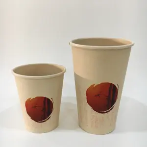 Tazas de papel de bambú biodegradables, 20oz, 100%, café forrado de PLA, caña de azúcar, respetuosas con el medio ambiente