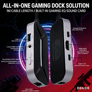 Hub USB-C Sarafox XS6 6-en-1 Type C vers audio 3,5 mm avec réseau RJ45 1000 Mbps, HDMI et adaptateur de charge PD60W 3.0 (3,5 mm + RJ45 + PD100W) - Product Image 3