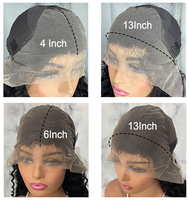 Perruque Lace Frontal Closure wig sans colle brésilienne, cheveux humains crépus bouclés, 13x6, pre-plucked, cheveux vierges, pour femme