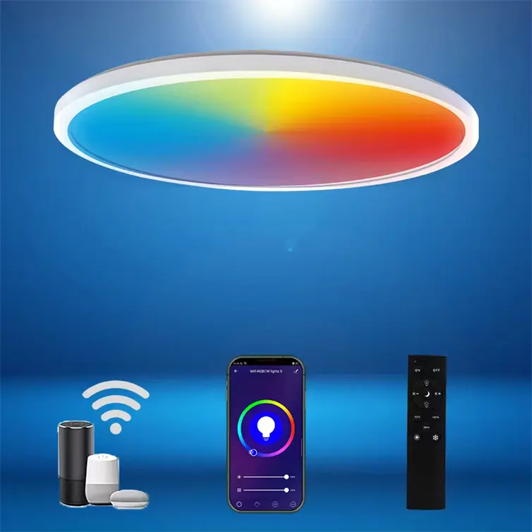 Luz RGB com controle remoto para casa inteligente luz de teto LED 18W 25W 50W CCT luz de decoração regulável
