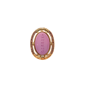 แหวนแฟชั่นชุบทอง PVD สแตนเลสสตีล 316L ประดับพลอยสีชมพูรูปวงรี - Product Image 2